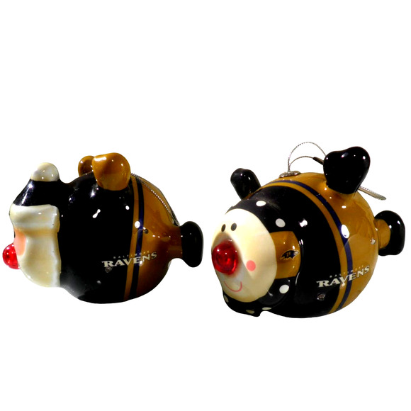 Baltimore Ravens NFL Licensed LED Santa and Snowman Christmas Ornaments - Picture 3 of 12
